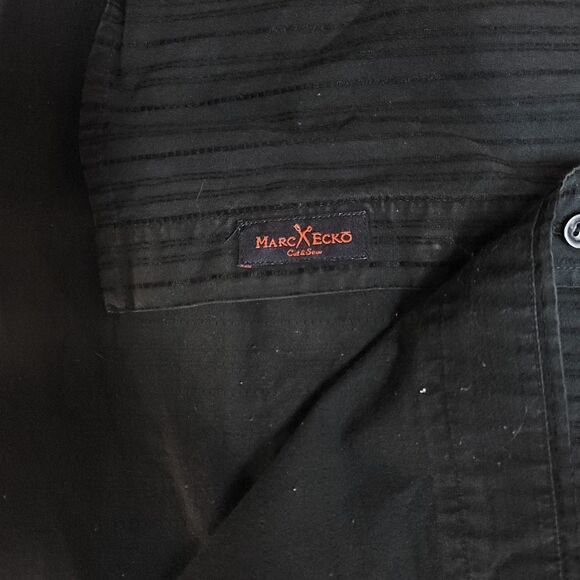 Y2k Marc Ecko no. 72 Times Square New York button - black pinstripe long sleeve - Picture 6 of 11